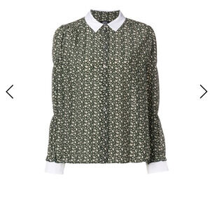 A.P.C. Rue Madame Paris Clark Printed Silk Crepe De Chine Blouse Green Print, 38